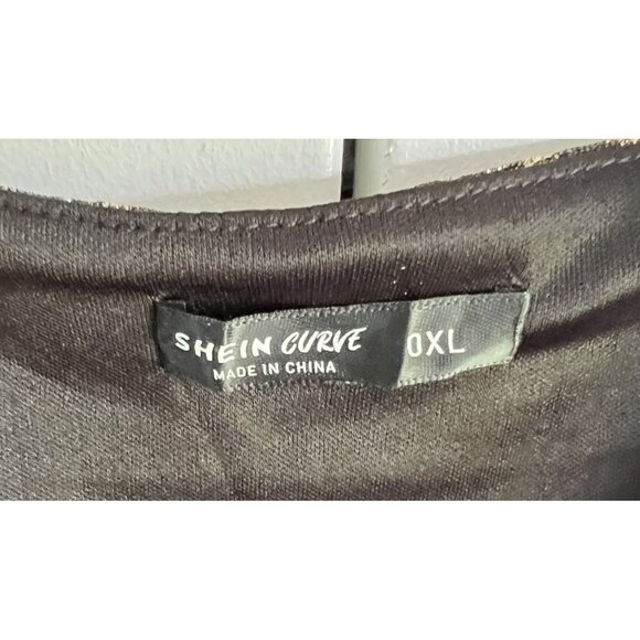 Shein Curve Women's Black & Metallic Gold Long Dress Size 0XL Party Formal - Picture 4 of 7